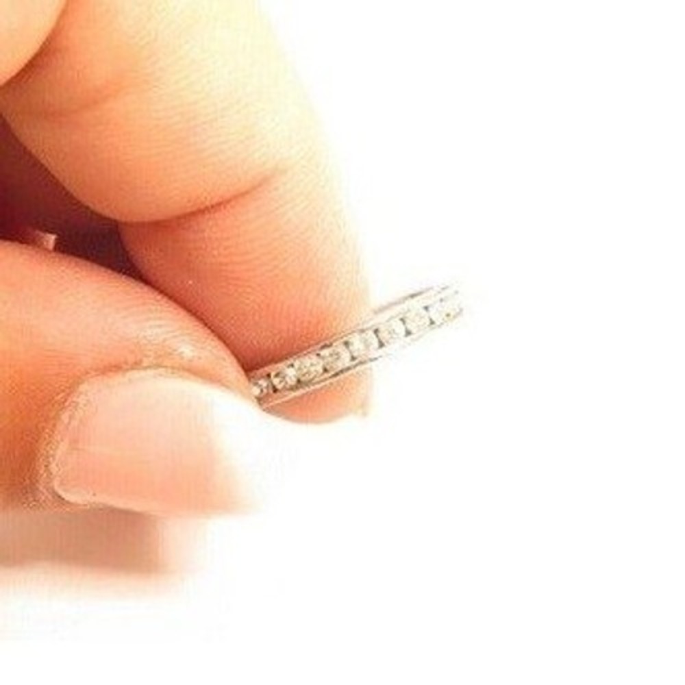 14K Gold Plated White Gold‎ Eternity Band Ring Sz 7.25